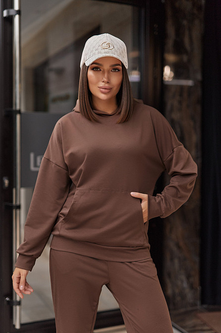 Спортивний костюм худі та джогери "Dante" | Батал | Розпродаж моделі Шоколадний, 50-52 Київ - фото 2