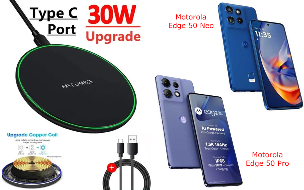Бездротовий зарядний пристрій Copper до 30W для Motorola Edge 40, Edge 40 Pro, USB-C, LED Київ - фото 5