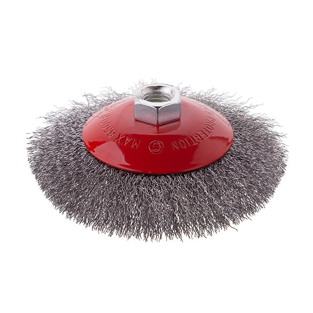 Щітка конусна, 125 мм, M14, кручений дріт, для КШМ, 6500 об/хв INTERTOOL BT-5125 Київ - фото 1