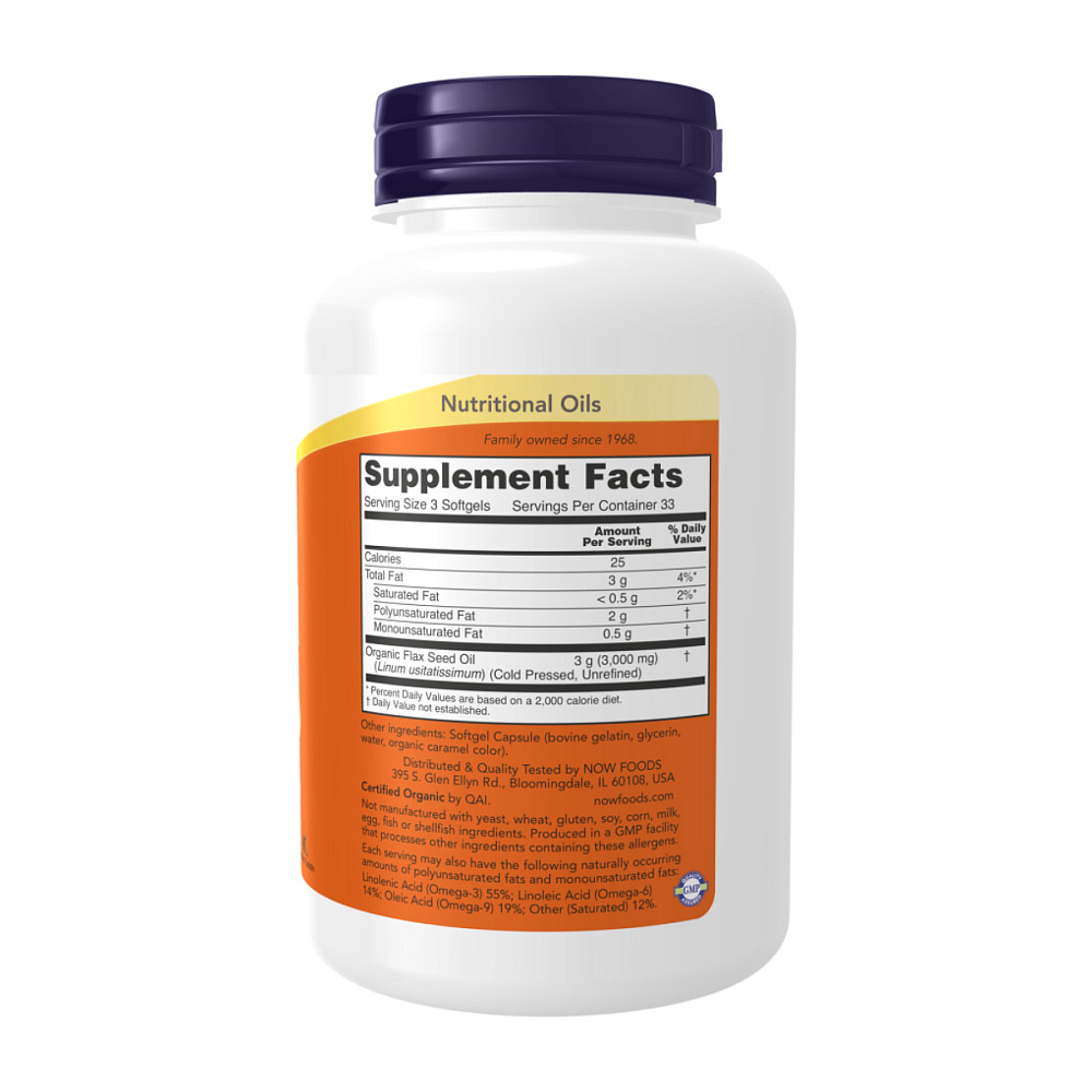 Льняное масло Now Foods Flax Oil 1000mg - 100 softgels Луцк - изображение 2