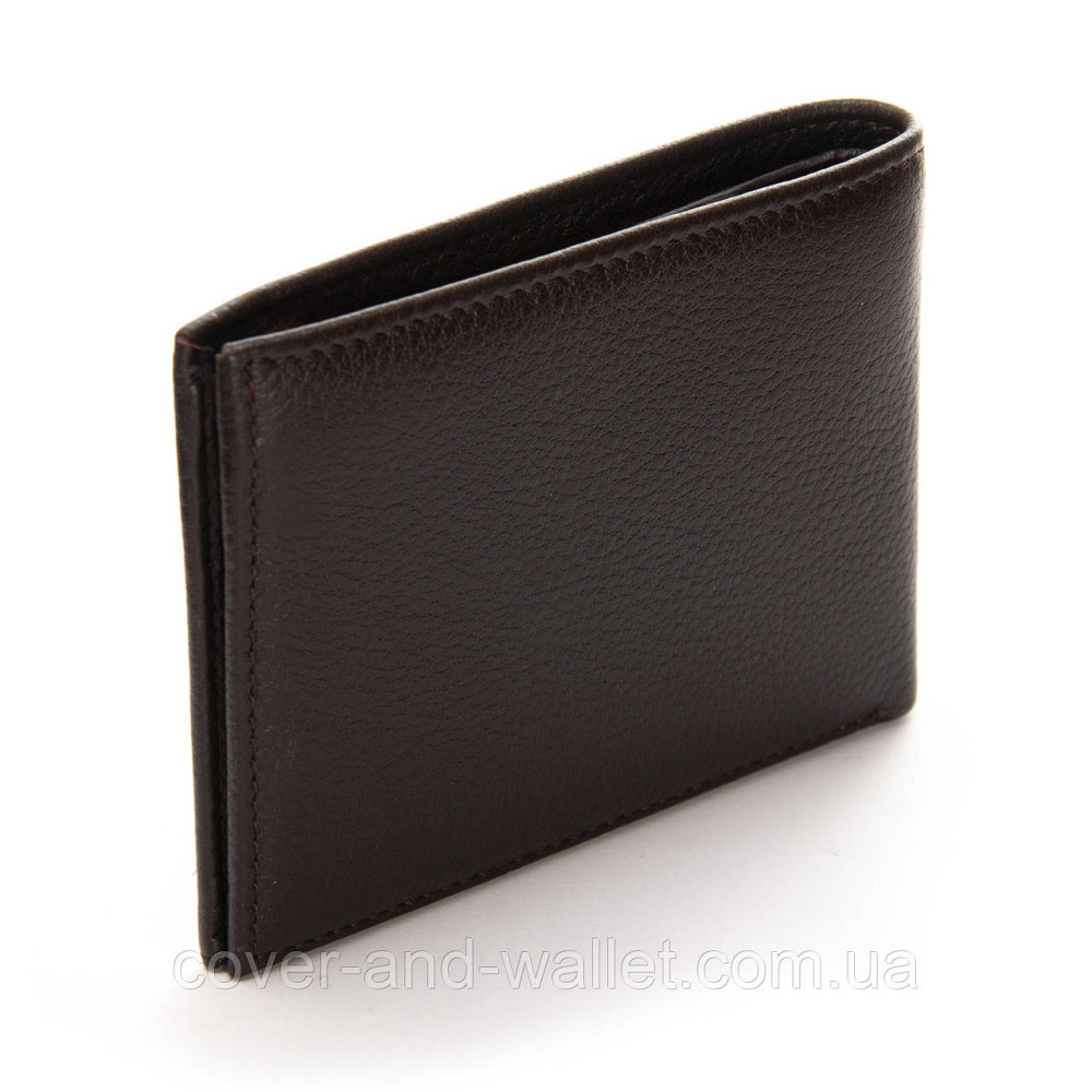 Тонкий чоловічий гаманець на магнітах коричневого кольору із натуральної шкіри Bretton Київ - фото 3