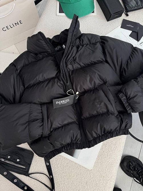 Жіноча стильна повсякденна куртка на біопуху плащівку лаке Чорний, 46/48 Одеса - фото 5