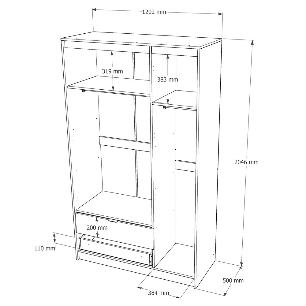Шкаф распашной для одежды с выдвижными ящиками (полки - полки) Эверест Сити-1200 120,2х50х204,6 см Дуб сонома/Белый (DTM-071128) Львов - изображение 7