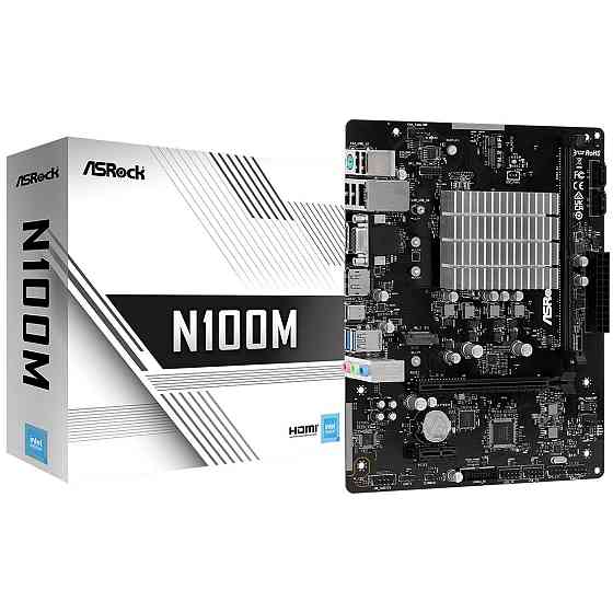 ASRock N100M (Quad-Core N100 3.4GHz, 1xDDR4 DIMM, VGA/HDMI/DP, 1*PCIe, 2xSATA, M.2, GLan, mATX) Винница