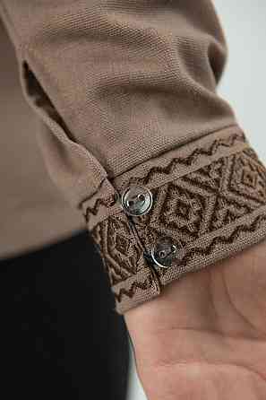 Вышиванка для мальчиков, льняная, кофейная, топ Киев