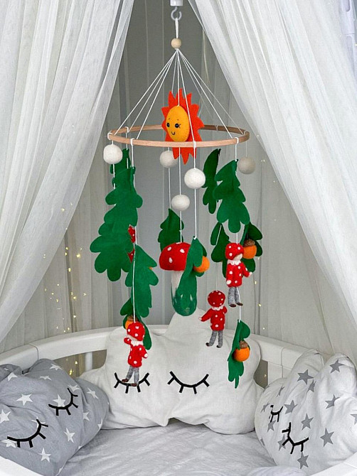 Музичний мобіль WoollyFox «Мухоморчики» з 35 мелодіями Киев - изображение 5