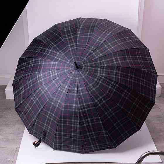 Класична парасолька-тростина напівавтомат з поліестеру 16 спиць діаметр 117 см Синя HP-23-4BL Коломыя