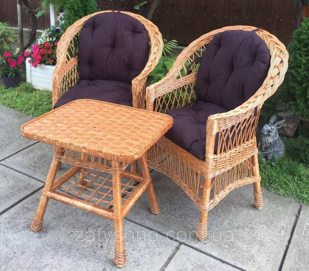 Мебель из лозы  с маленьким столом| Дачная плетеная мебель | мебель балконная с накидками Киев - изображение 3