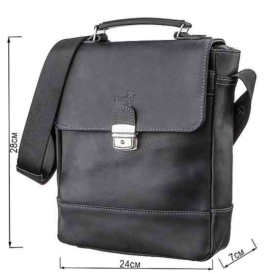 Сумка мужская SHVIGEL 11137 из винтажной кожи Черная Киев