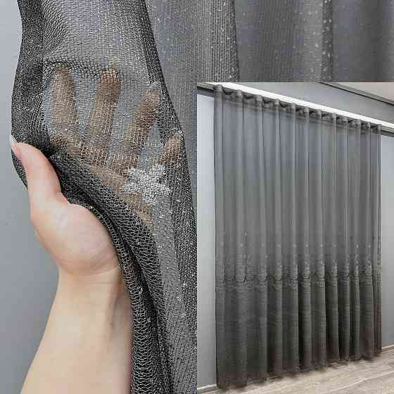 Тюль VR-Textil 1639т Greta Жаккард Графитовый 300х270 см (42-0605) Киев