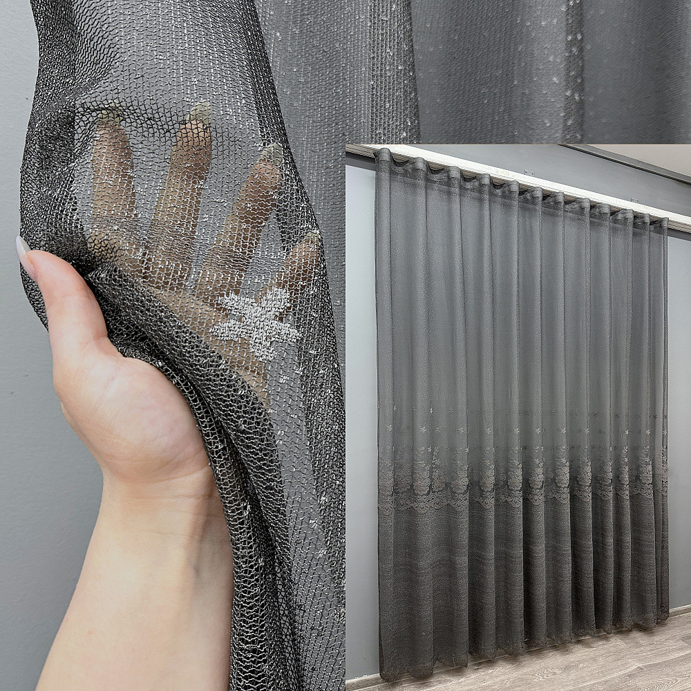 Тюль VR-Textil 1639т Greta Жаккард Графитовый 300х270 см (42-0605) Киев - изображение 1