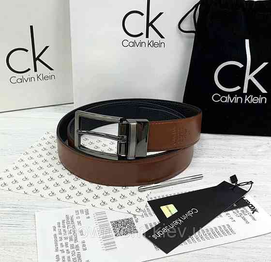 Двосторонній шкіряний ремінь у подарунковій упаковці (454) чорний/світло коричневий Київ