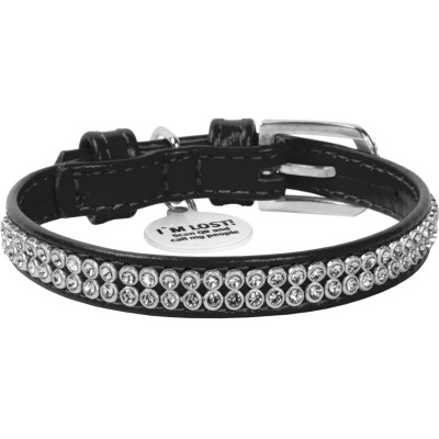 Ошейник для животных WAUDOG Glamour с QR-паспортом "Стразы" XS Ш 9 мм Д 19-25 см черный (33071) Винница - изображение 2