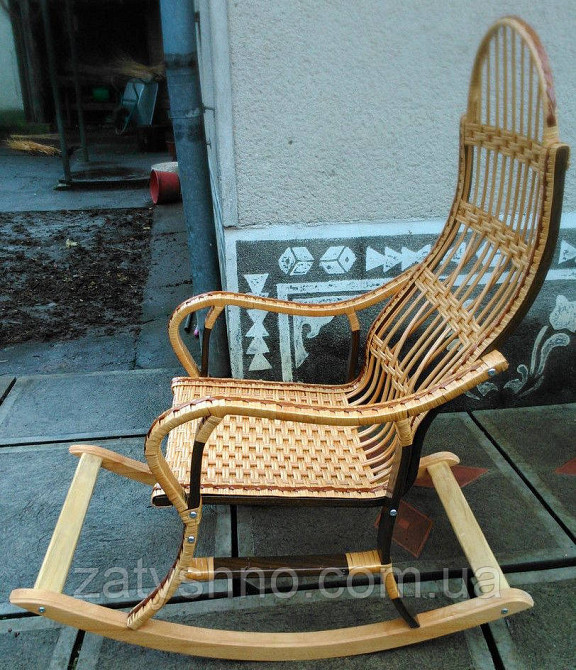 Плетене крісло качалка із лози | крісло-гойдалка для відпочинку садова для дачі Київ - фото 3