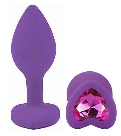 Силиконовая анальная пробка EGZO - Silicone Violet Heart Plug Rose, size S Sex Aura Киев