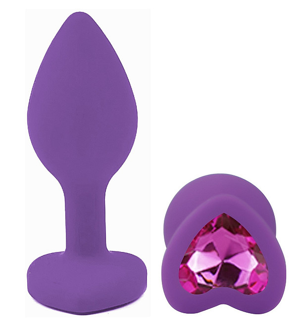 Силиконовая анальная пробка EGZO - Silicone Violet Heart Plug Rose, size S Sex Aura Киев - изображение 2