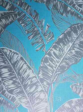 Обои виниловые на флизелине Marburg 82120 Felicita листья папоротника черные светло зеленые на бирюзовом фоне Киев