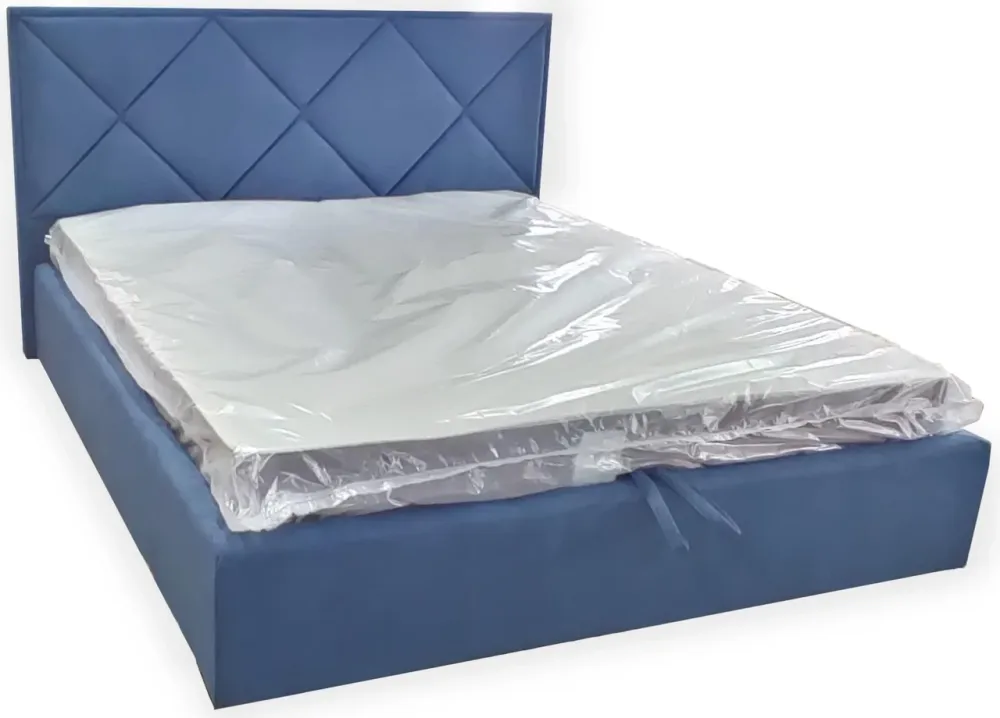 Кровать Двуспальная Pallada Premium 160 х 190 см Simple С дополнительной металлической цельносварной рамой Синий Киев - изображение 1