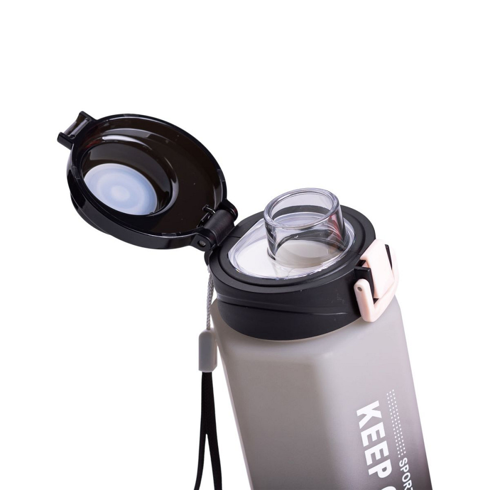 Yiwu Пляшка для води 650 мл пляшечка з поїлкою для спорту та школи 23 см Keep Going Чорна HP-14 Коломия - фото 2