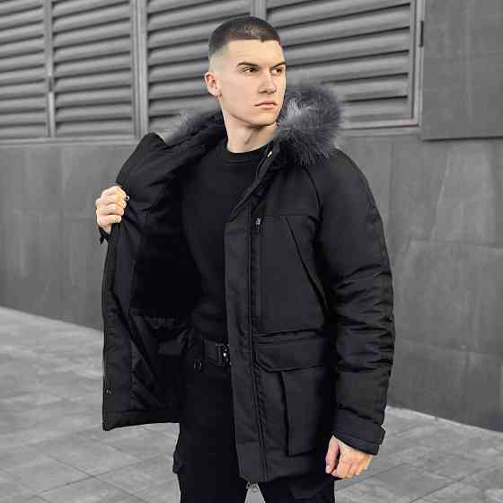 Парка чоловіча зимова з капюшоном Pobedov Seniora Udacha Gray Київ