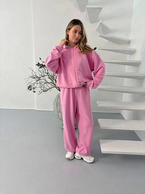 Жіночий стильний повсякденний весняний костюм 100% бавовна Рожевий Одеса - фото 4
