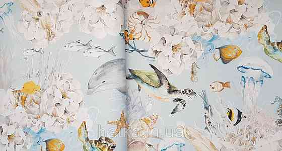 Шпалери флізелінові еко Rasch Kids World 0.53х10 дитячі море риби черепахи медузи корали равлика на блакитному Київ