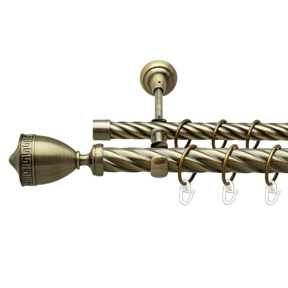 Карниз Orvit Афіна металевий дворядний відкритий скручена труба кільце металеве Антик 25\19 мм 200 см (00-00018329) Львів - фото 1