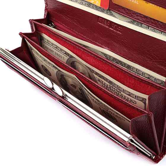 Гаманець для жінок із натуральної лакованої шкіри ST Leather 22680 Червоний Київ