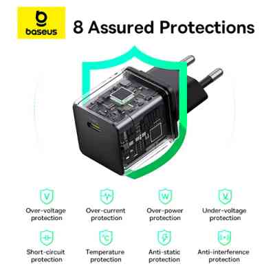 Зарядное устройство Baseus Palm Fast Charger 1C 20W + Cable 1.0m Type-C 60W black (P10111602113-01) Винница