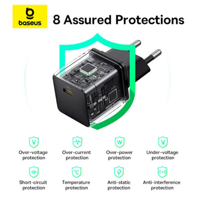 Зарядний пристрій Baseus Palm Fast Charger 1C 20W + Cable 1.0m Type-C 60W black (P10111602113-01) Вінниця - фото 6
