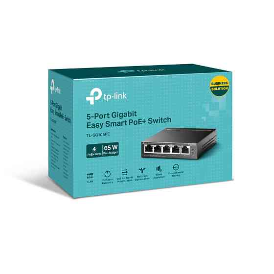 PoE-комутатор TP-Link EasySmart TL-SG105PE гігабітний 5-портовий з 4 PoE+ портами керований Киев