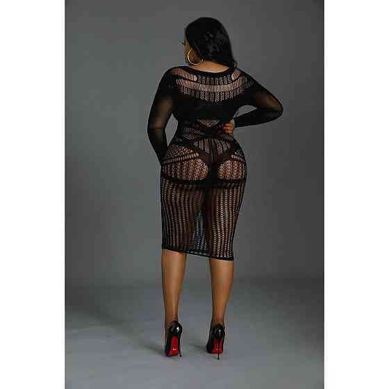 Сукня-бодістокінг Moonlight Plus Model 03 XL-XXXL Black, міді, довгий рукав Sex Aura Київ