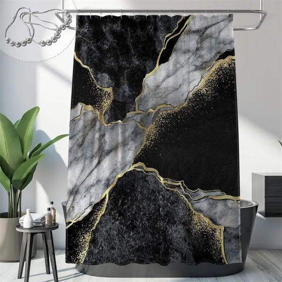 Шторка для душу та ванної кімнати 180x200 см із водовідштовхувальним, штора у ванну та душову з мармуровим принтом Кам'янець-Подільський