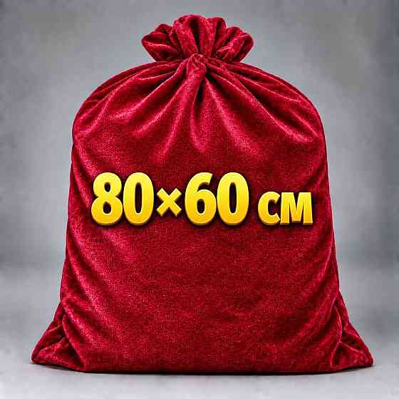 Мішок 80х56 см Святого Миколая БОРДОВИЙ велюровий Київ