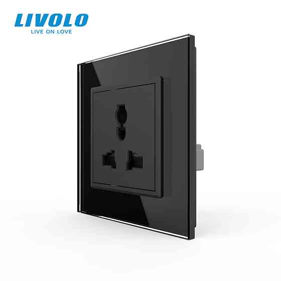 LIVOLO Розетка універсальна 12 стандартів в 1 Livolo чорний скло (VL-C7C1C-12) Коломия