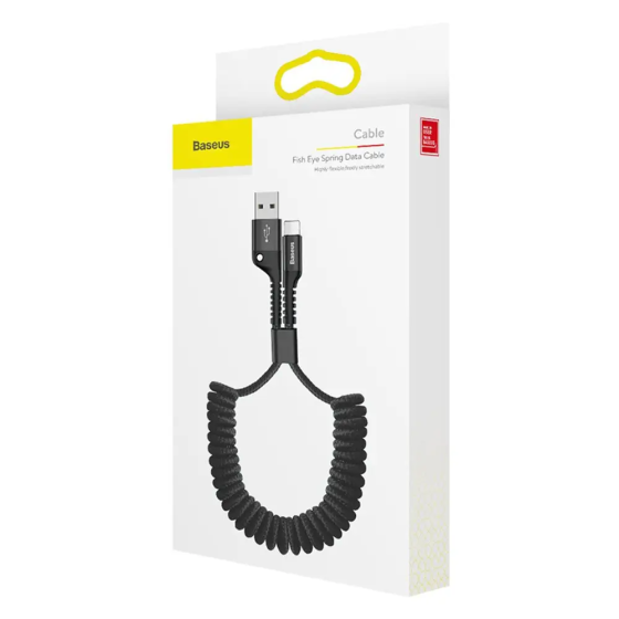 Кабель Baseus Fish eye Spring Data Cable Lightning 1m Black Киев