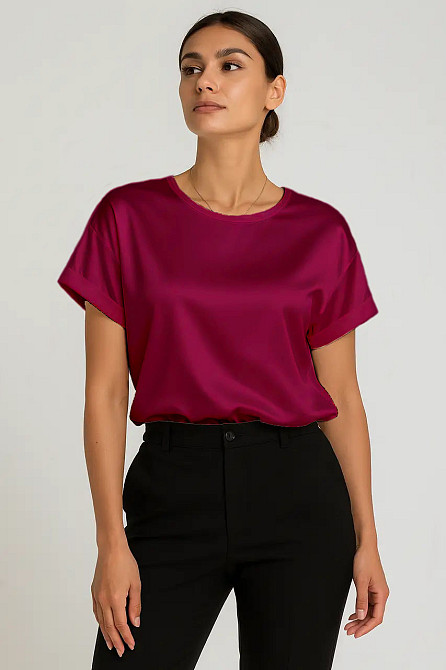 Жіноча футболка з шовку Бордовий L Харків - фото 1