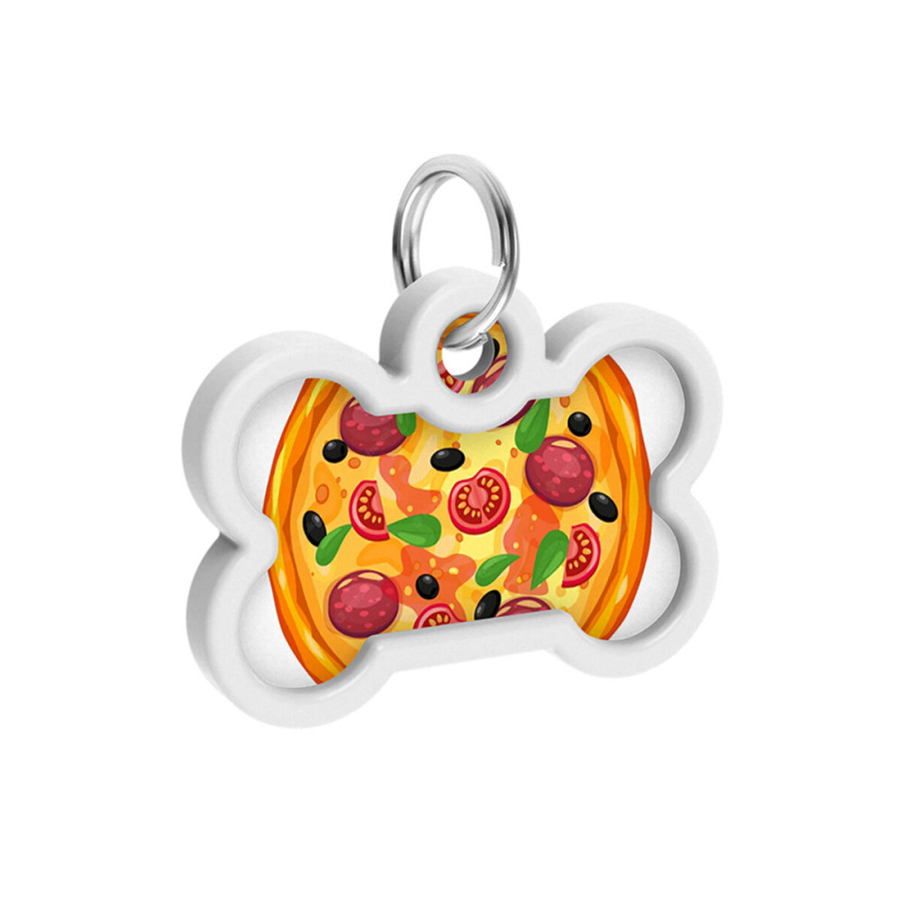 Адресник для собак і котів металевий WAUDOG Smart ID з QR паспортом, малюнок "Піца", кістка, Д 40 мм, Ш 28 мм Київ - фото 4