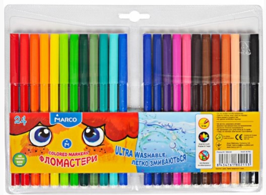 Фломастери "Marco" 1690-24 24кол "Super Washable", шт Київ - фото 1