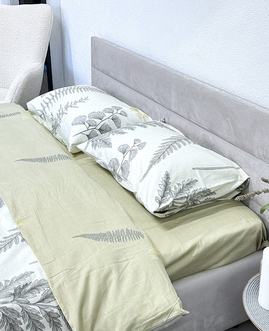 Ecotton Комплект постільної білизни Ecotton двоспальний 180х215 см сатин зелений Листя (рис. 24 Киев - изображение 5