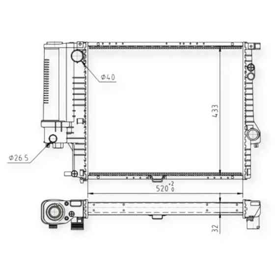 Радіатор двигуна BMW 5 (E39) 2.0-2.8i 97- охолодження Мукачево