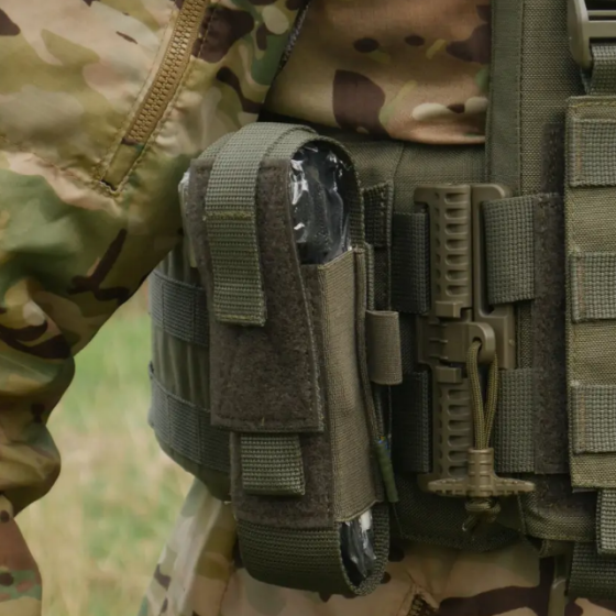 Подсумок под турникет открытого типа с креплениями для тактических ножниц и маркера хаки Киев