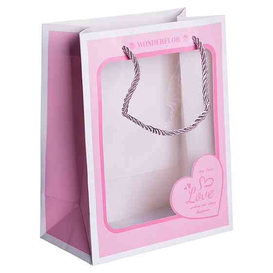 Yiwu Набір подарункових пакетів з паперу Love з віконцем 12 шт 18×10×23 см HP-10359-17 Коломия