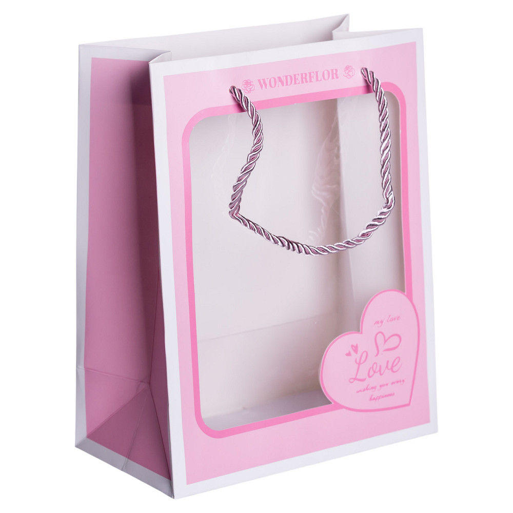 Yiwu Набір подарункових пакетів з паперу Love з віконцем 12 шт 18×10×23 см HP-10359-17 Коломия - фото 3