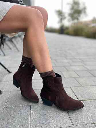 Edan Instruments Замшеві черевики жіночі демісезонні весна-осінь шоколадні на стійкому каблуці Коломия
