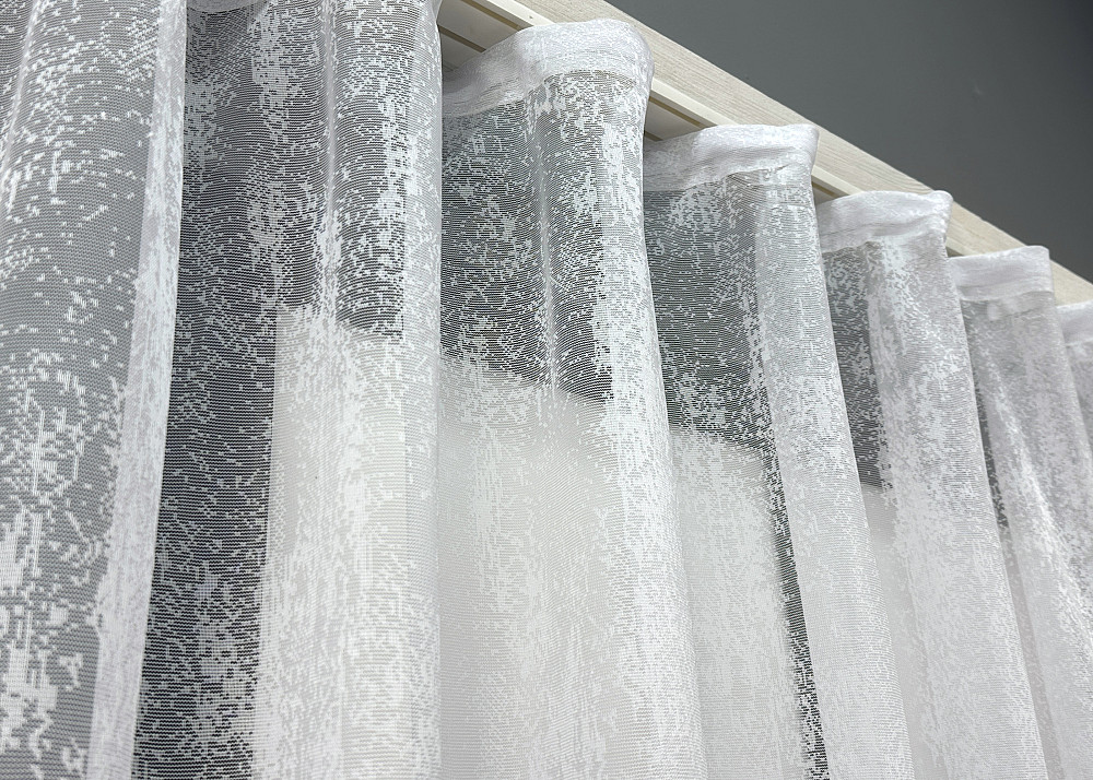 Короткий тюль VR-Textil 1938т Жаккард Белый с серым 300х200 см (42-0914) Киев - изображение 8