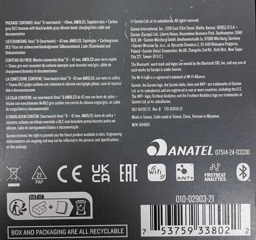 Спортивний годинник Garmin Fenix 8 43mm AMOLED Sapphire Київ - фото 2