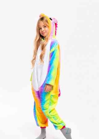 Детская пижама кигуруми Единорог радужный 140 см Винница