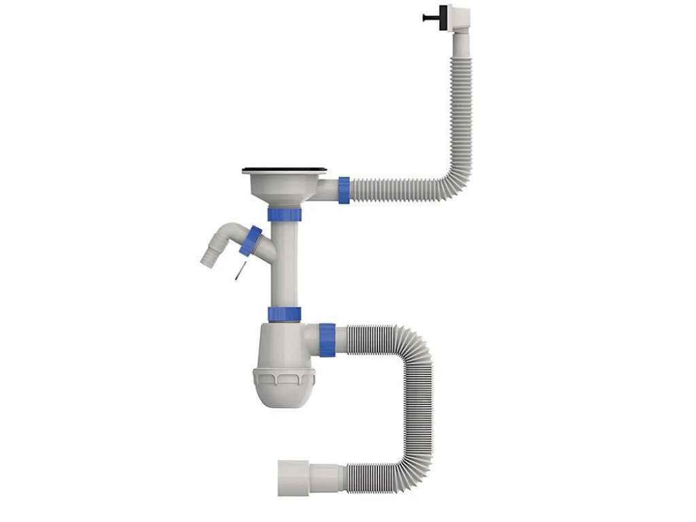 Сифон для кухни с пластиком, отвод для стиральной машинки SK-05-BL 3 1/2 x40 ТМ MIXXUS Киев - изображение 1