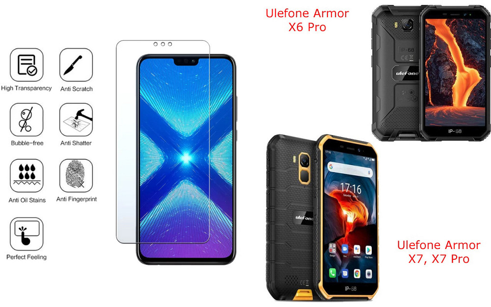 Захисне скло NeoGlass для Ulefone Armor X6 Pro, X7, X7 Pro – надпрозоре та стійке Київ - фото 4